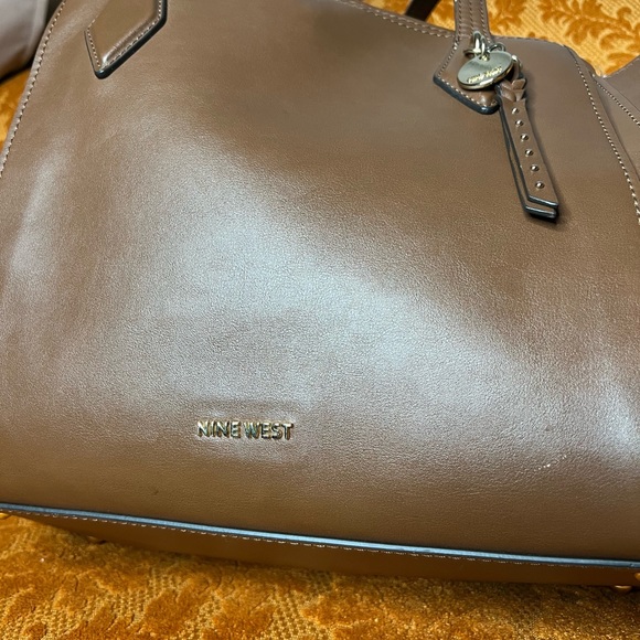 Nine West Chelsea Three Compartment Tote Brown Cognac Handbag - Picture 7 of 12